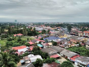 High angle view of townscape against sky