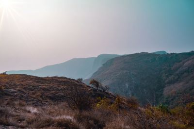 Scenic view of mountains against sky