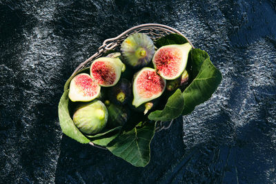 High angle view of fruits on table