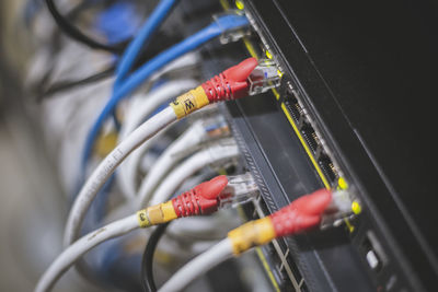 High angle view of electrical equipment