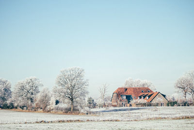 Built structures against clear sky