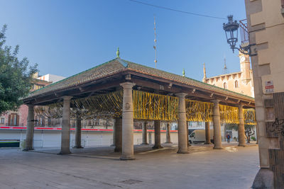 Exterior of historic building against clear sky