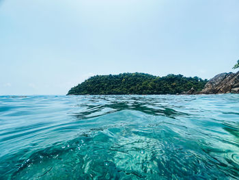 Scenic view of sea against clear sky