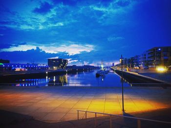 View of illuminated city at night