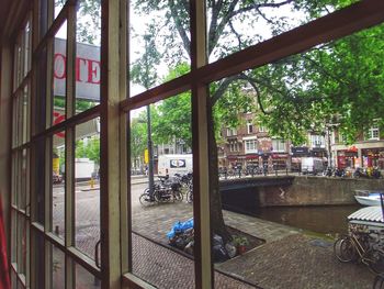 Building seen through window