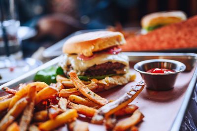 Burger and fries