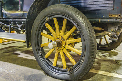 Close-up of train wheel