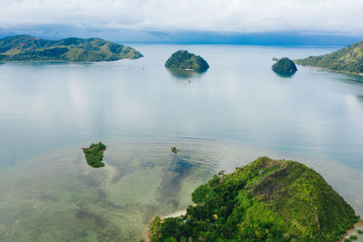 Aerial view of islands along west sumatera shore