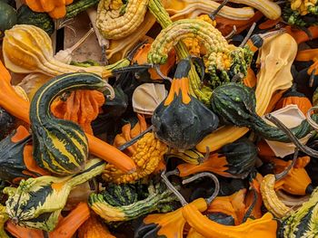 High angle view of vegetables for sale at market stall