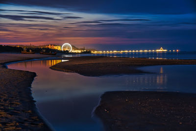 Scenic view of river against sky at sunset