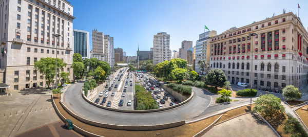 High angle view of city street