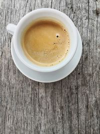 High angle view of coffee on table