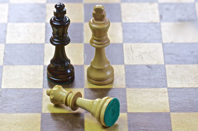 High angle view of chess board