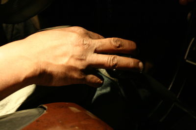 Close-up of hands working