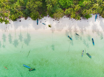 High angle view of people by sea