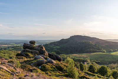 Scenic view of rocky mountains against sky