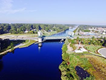 High angle view of river against clear sky