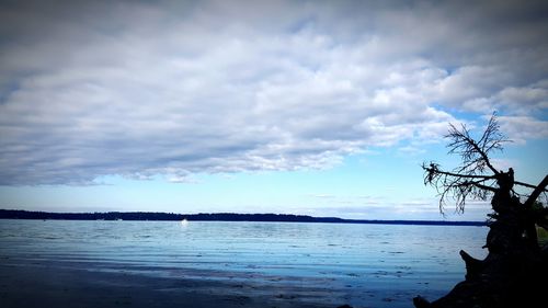 Scenic view of sea against cloudy sky