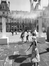 Woman walking in city