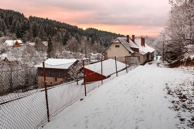 Sunset view of cremosne village, turiec region, slovakia.