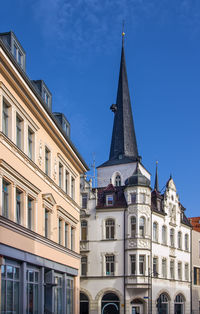 Street with historical houses in weimar city center, germany