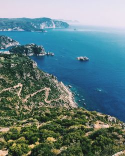 High angle view of sea against sky