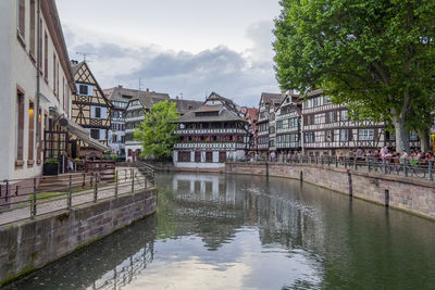 Idyllic waterside impression of strasbourg, a city at the alsace region in france