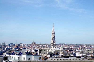 High angle view of city against sky