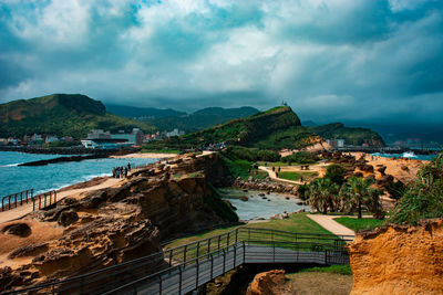 High angle view of sea agaist sky