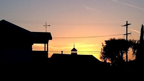 Low angle view of silhouette buildings against sky