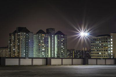 Illuminated buildings at night