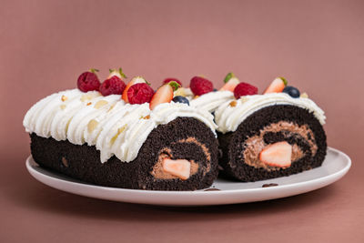 Close-up of cake in plate