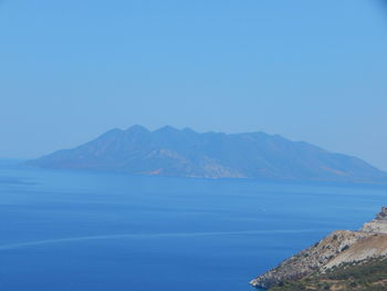 Scenic view of sea against clear sky