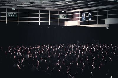 High angle view of people at music concert