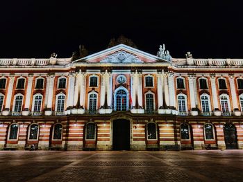 Facade of building at night