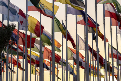 The flag plaza, displays 119 flags countries in the world. located in doha, qatar.