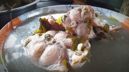 High angle view of meal served in plate