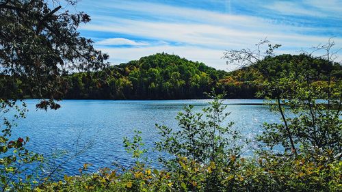 Scenic view of lake against sky