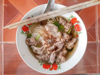 High angle view of meal served in plate