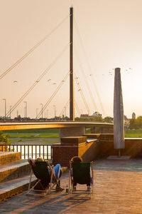 View of horse on bridge against sky