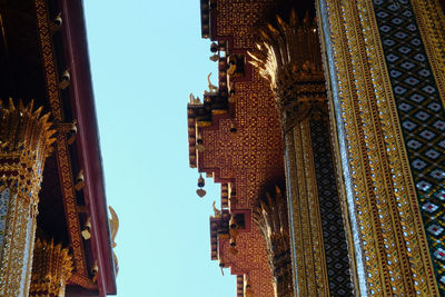 Low angle view of buildings against clear sky