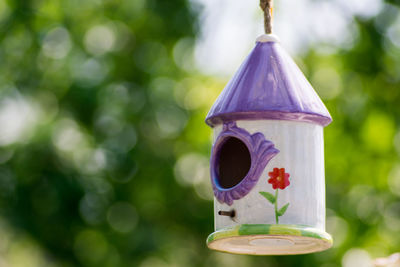 Close-up of a bird feeder