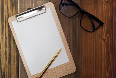 High angle view of eyeglasses on table