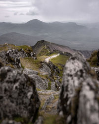 Scenic view of rocky mountains against sky