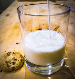 High angle view of drink on table