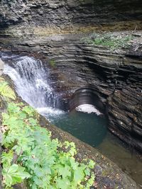 High angle view of waterfall