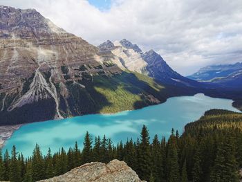 Panoramic view of snowcapped mountains against sky