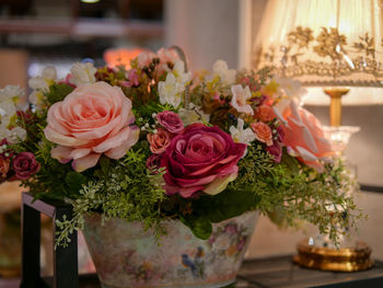 Close-up of bouquet on table at home