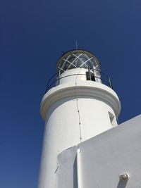 Low angle view of lighthouse against clear sky