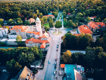 High angle view of city street